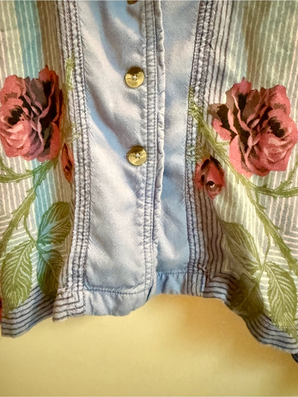 Free People We The Free Big Blooms Shirt, Large, Blue Combo - Picture 4 of 16